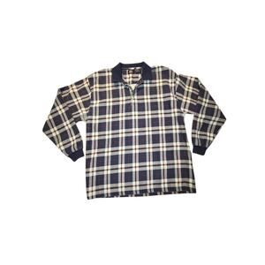 VTG Plaid Faded Glory Rugby Shirt Mens XL Striped Heavy Cotton Preppy Y2K Polo